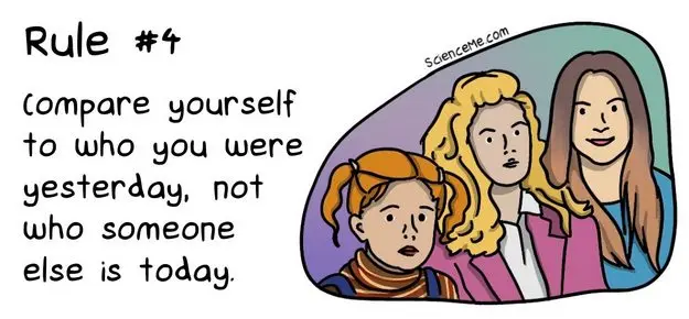 Rule 4: Compare yourself to who you were yesterday, not to who someone else is today