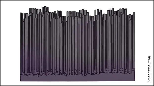 Silicon nanowire illustration (SiNW) where silicon atoms can grown in an array to 400nm long